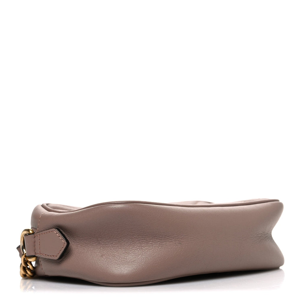 Gucci Calfskin Matelasse Mini GG Marmont Chain Shoulder Bag Porcelain Rose