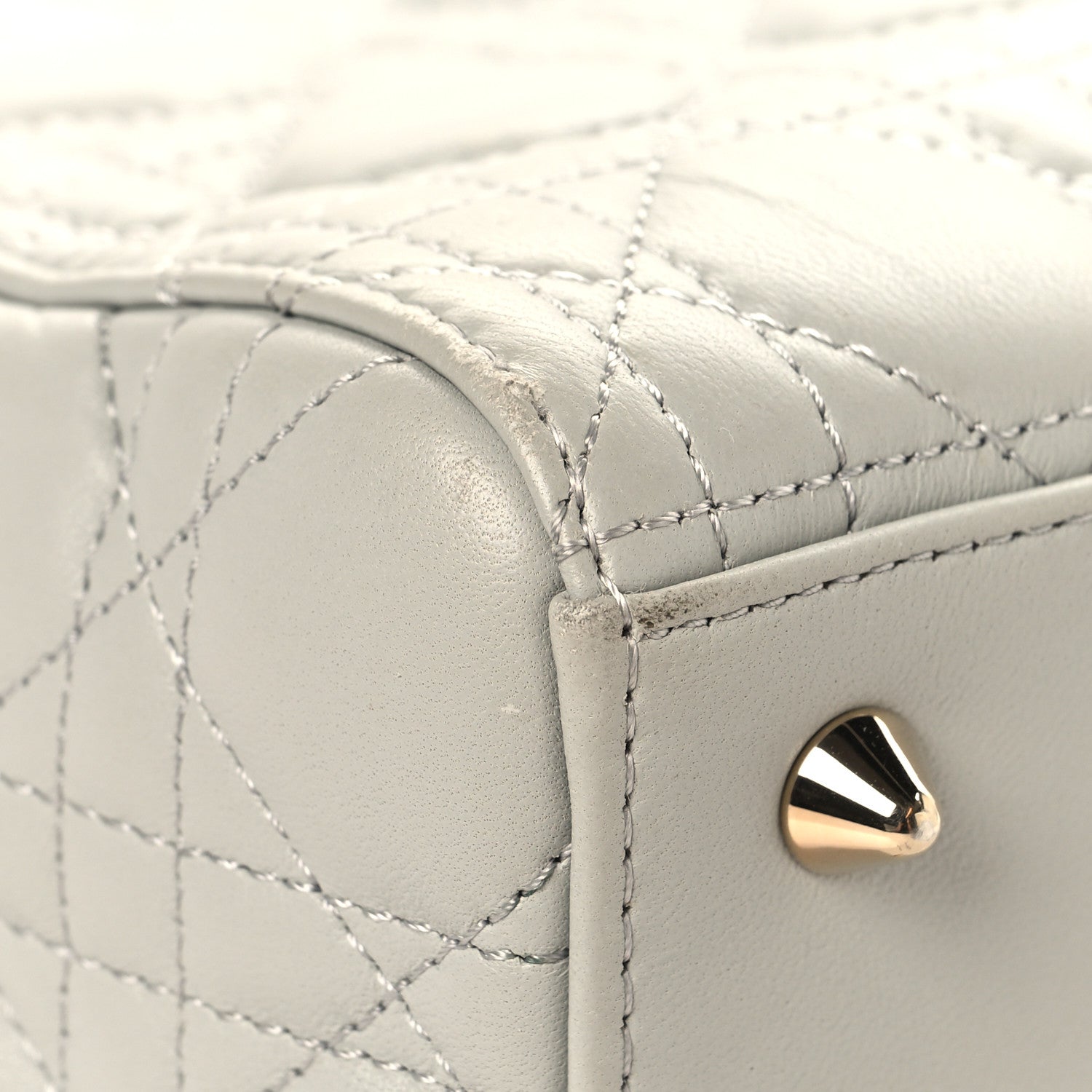 Christian Dior Lambskin Cannage Medium Lady Dior Grey