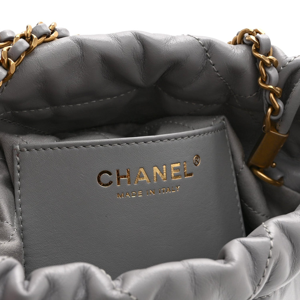 Chanel Shiny Calfskin Quilted Mini Chanel 22 Grey