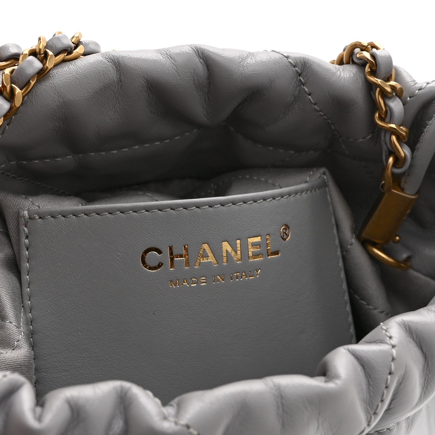 Chanel Shiny Calfskin Quilted Mini Chanel 22 Grey