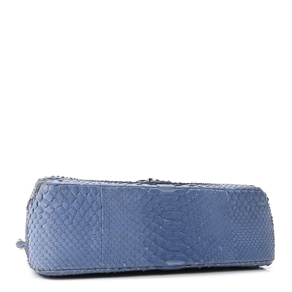 Chanel Snakeskin Jumbo Double Flap Light Blue