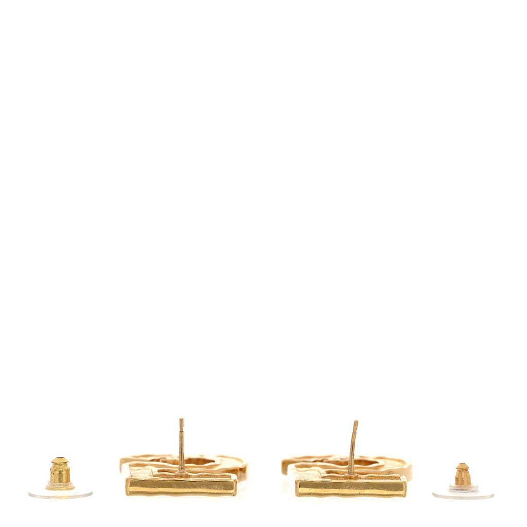 Metal CC No 5 Earrings Gold Black