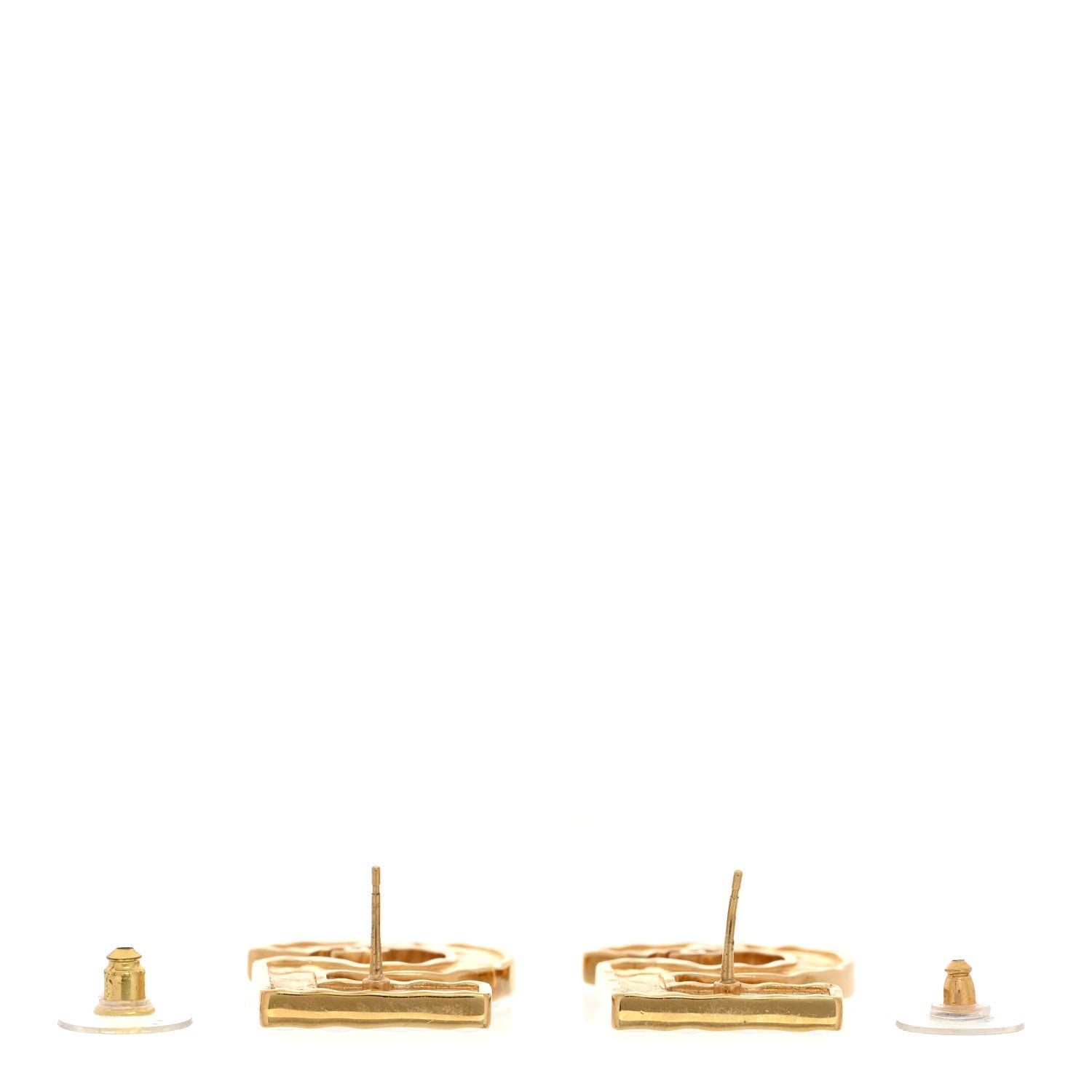 Metal CC No 5 Earrings Gold Black
