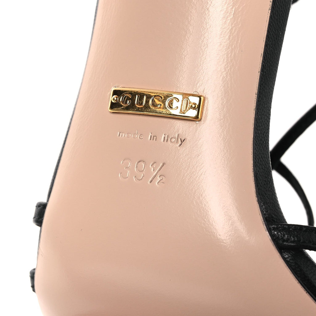 Gucci Malaga Kid Crystal Strappy Horsebit Sandals 39.5 Black