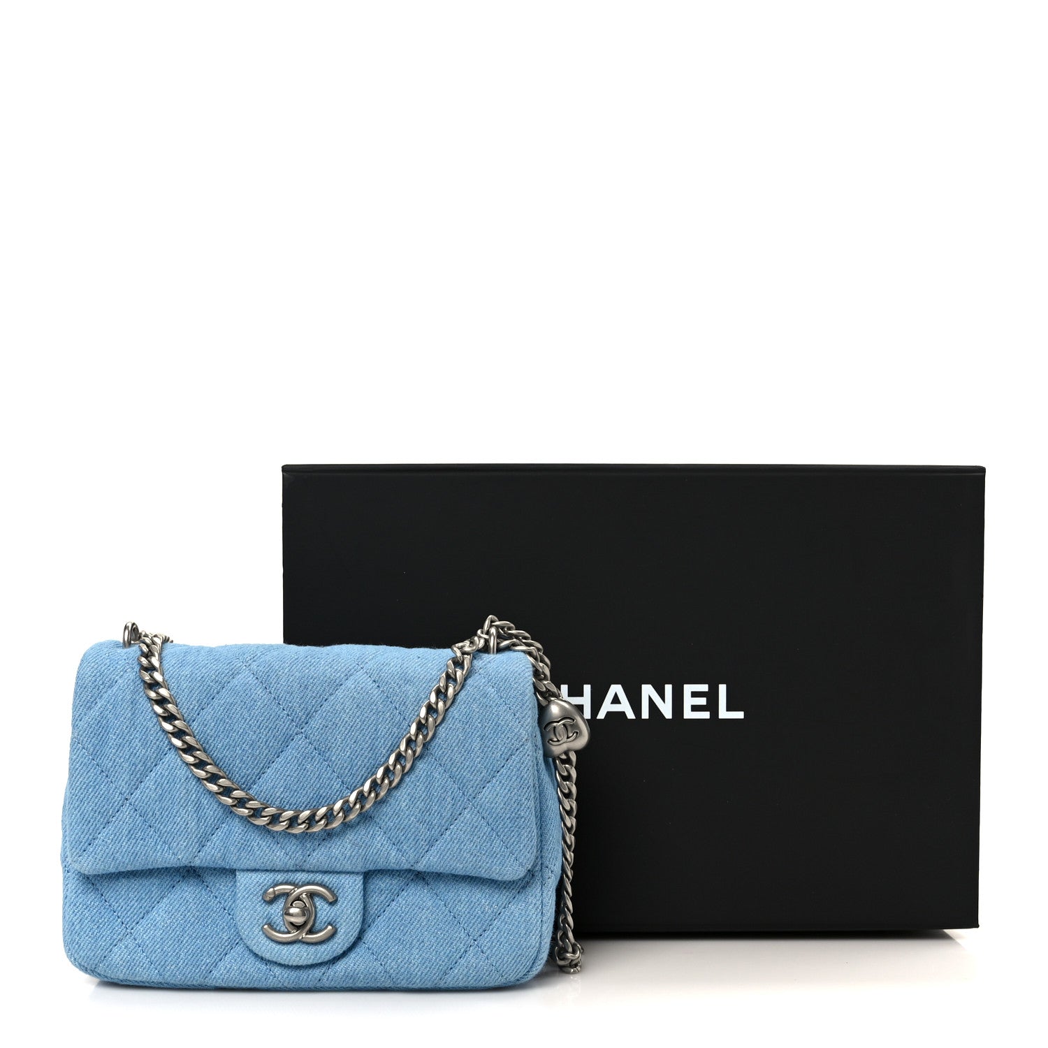 Chanel Denim Quilted Sweetheart Mini Flap Blue