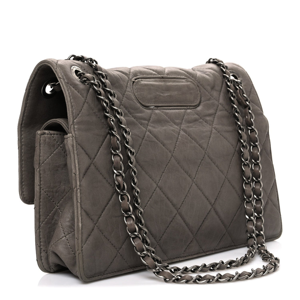 Chanel Washed Lambskin Jumbo Take Away Flap Grey