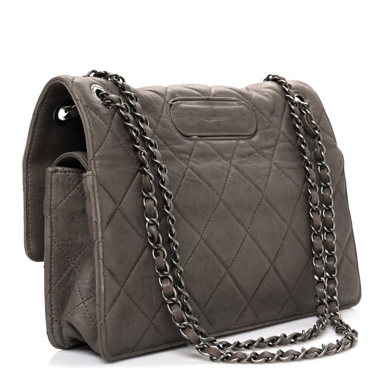 Chanel Washed Lambskin Jumbo Take Away Flap Grey