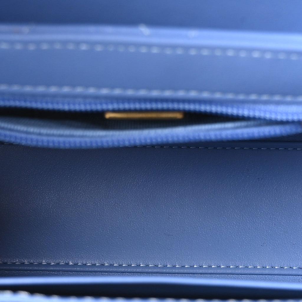 Chanel Shiny Aged Calfskin Quilted Nano Kelly Shopper Blue