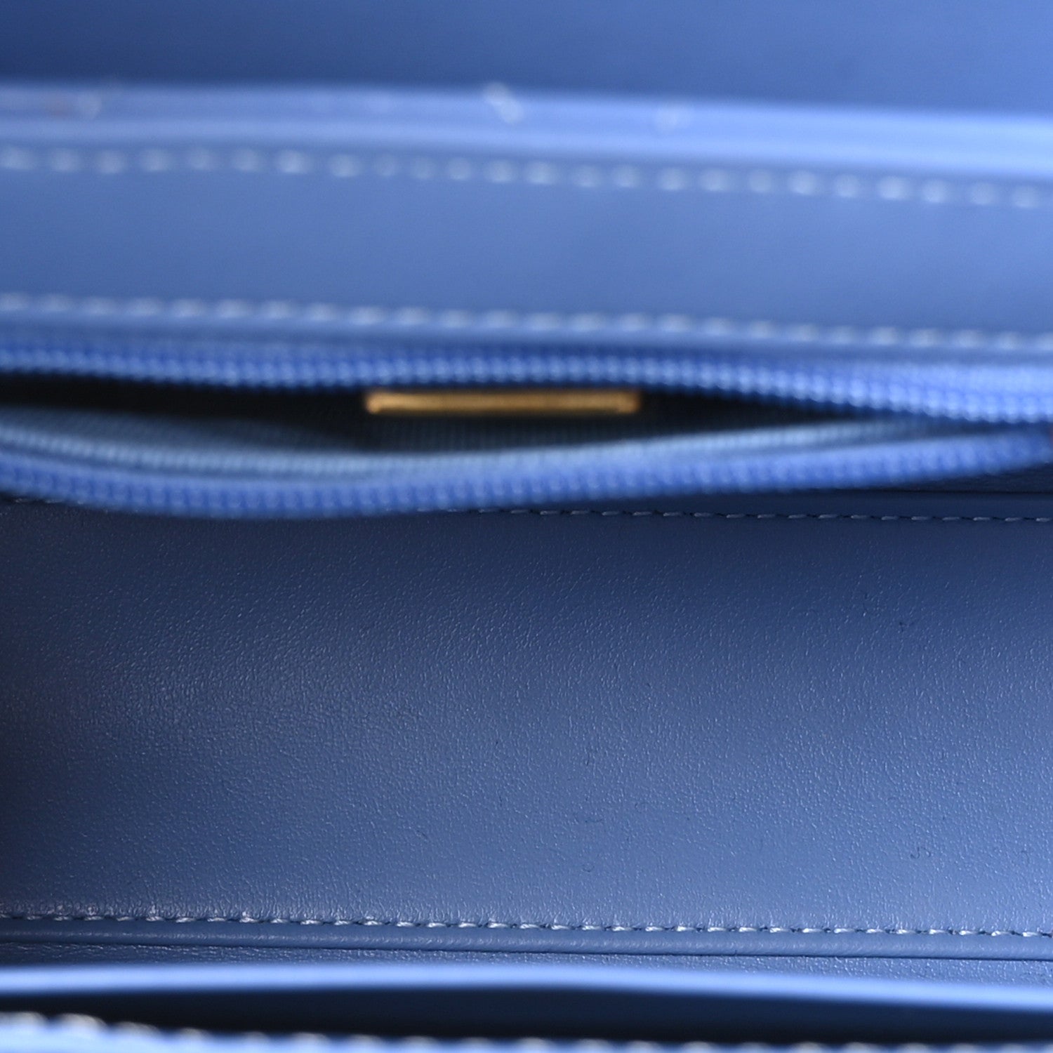 Chanel Shiny Aged Calfskin Quilted Nano Kelly Shopper Blue