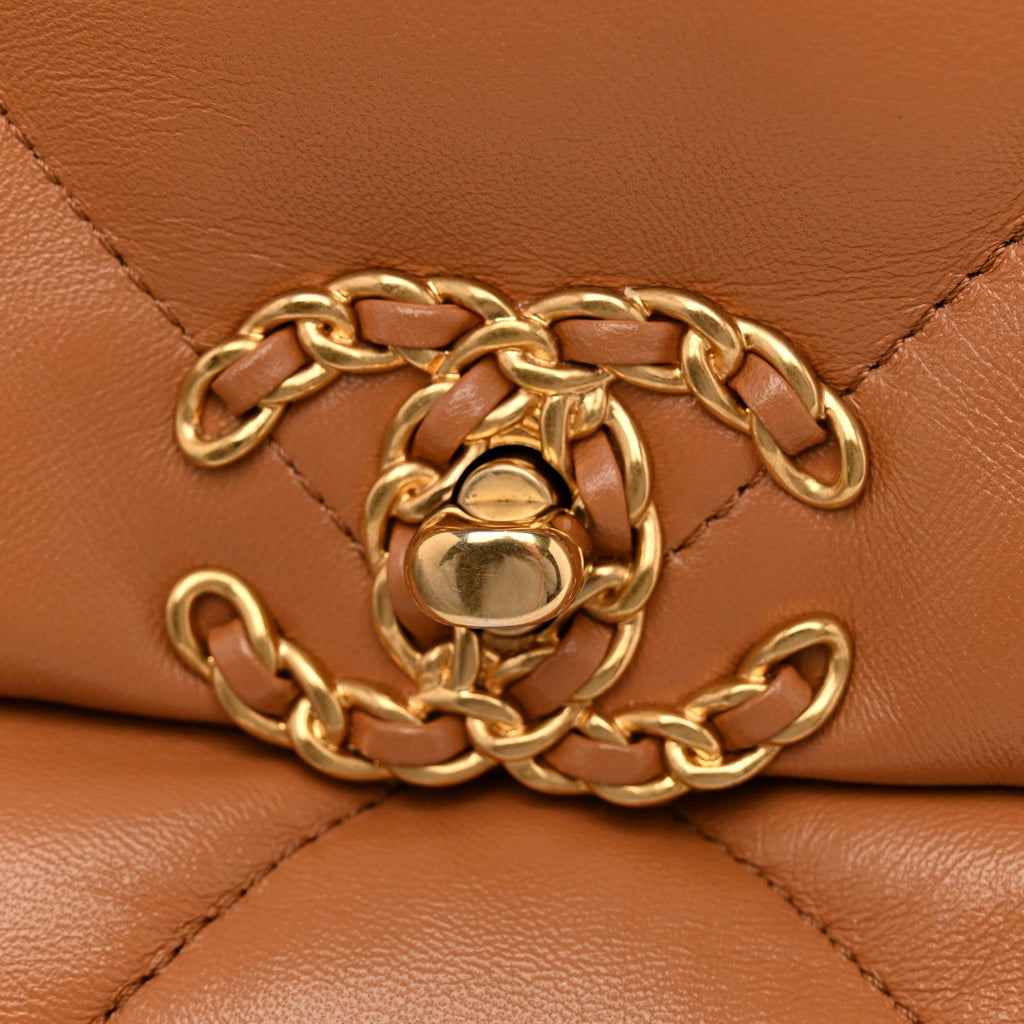 Chanel Lambskin Quilted Medium Chanel 19 Flap Brown