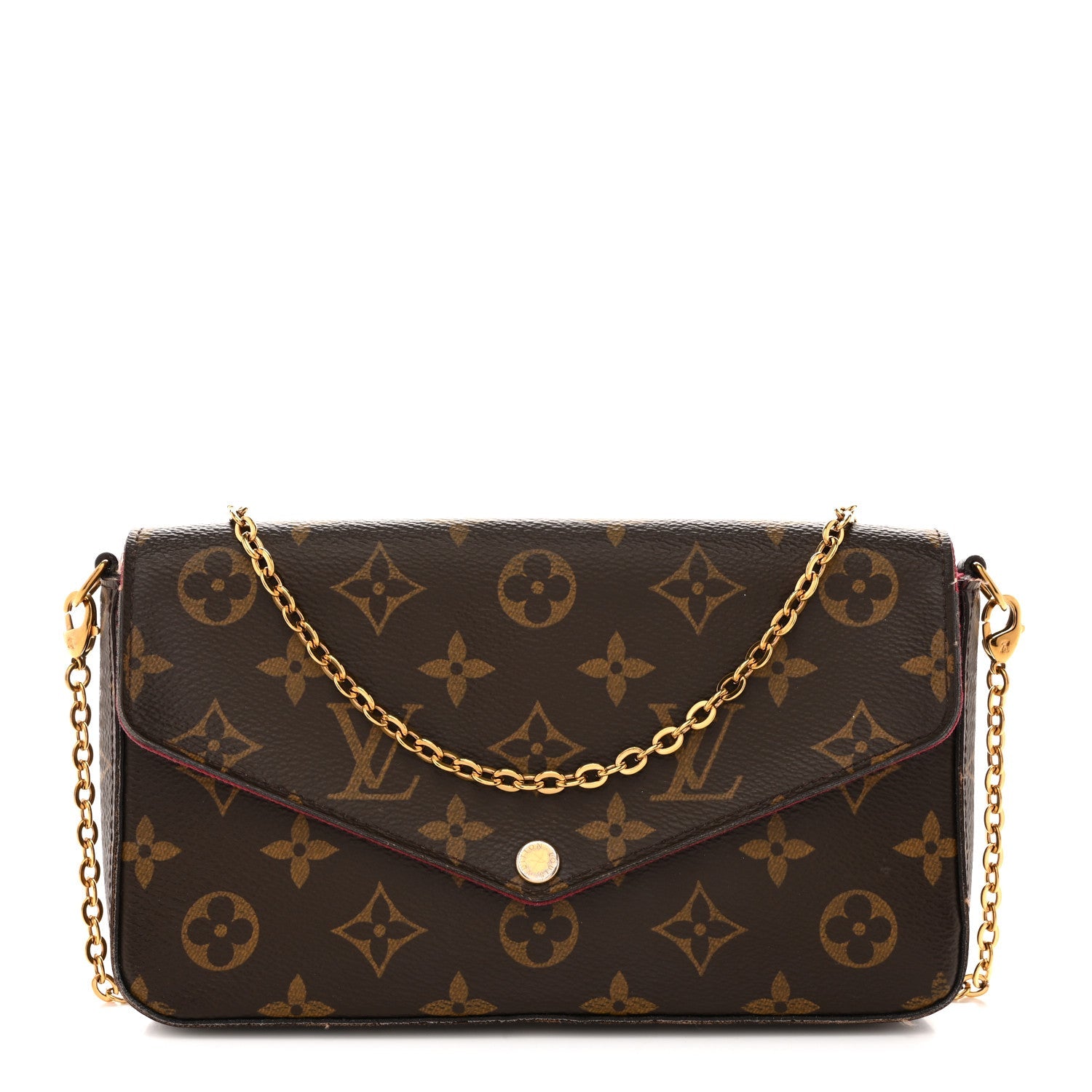 Louis Vuitton Monogram Pochette Felicie Chain Wallet Fuchsia