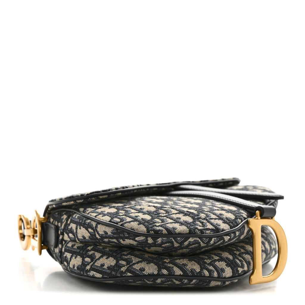 Christian Dior Oblique Saddle Bag With Strap Blue