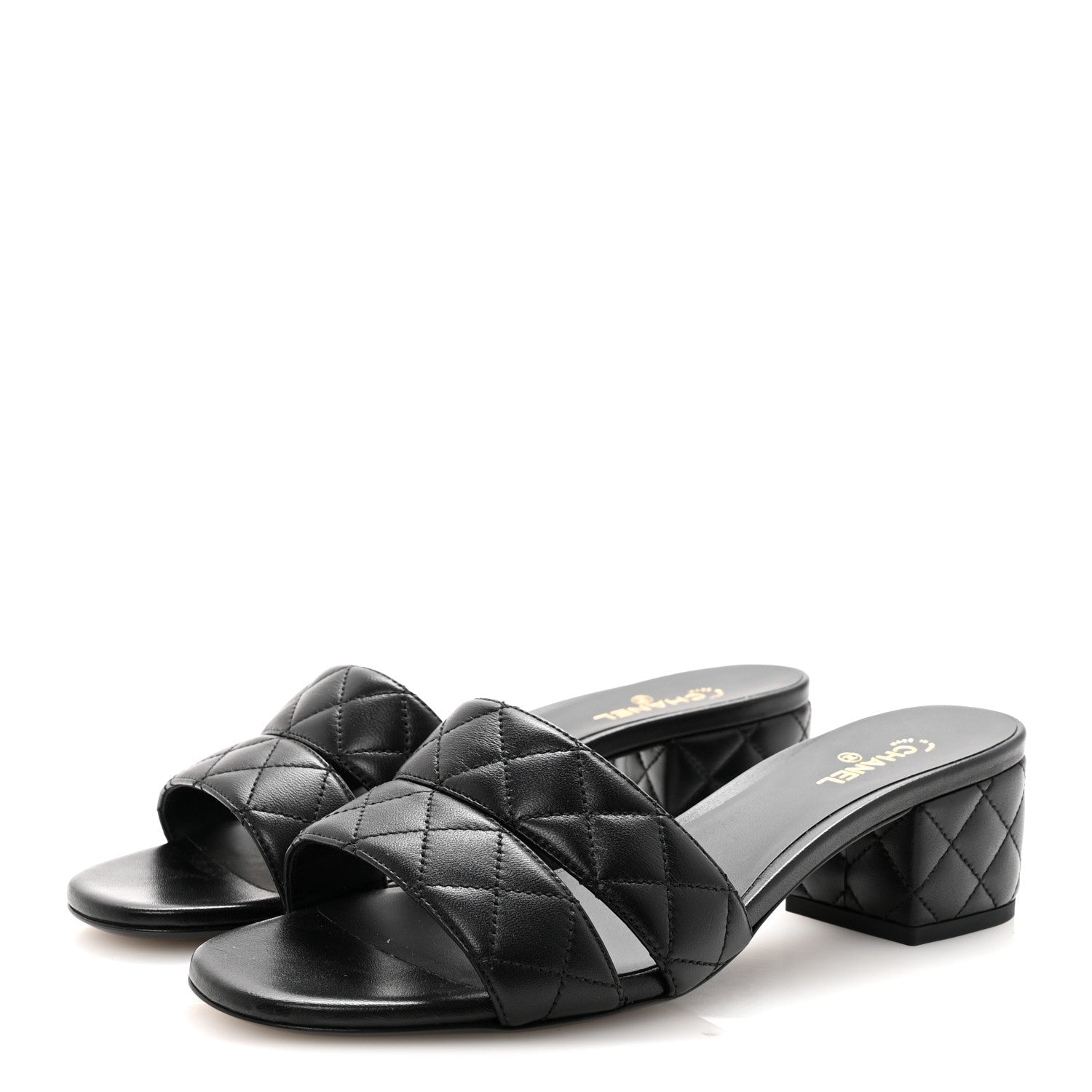 Lambskin Quilted Mules 40 Black