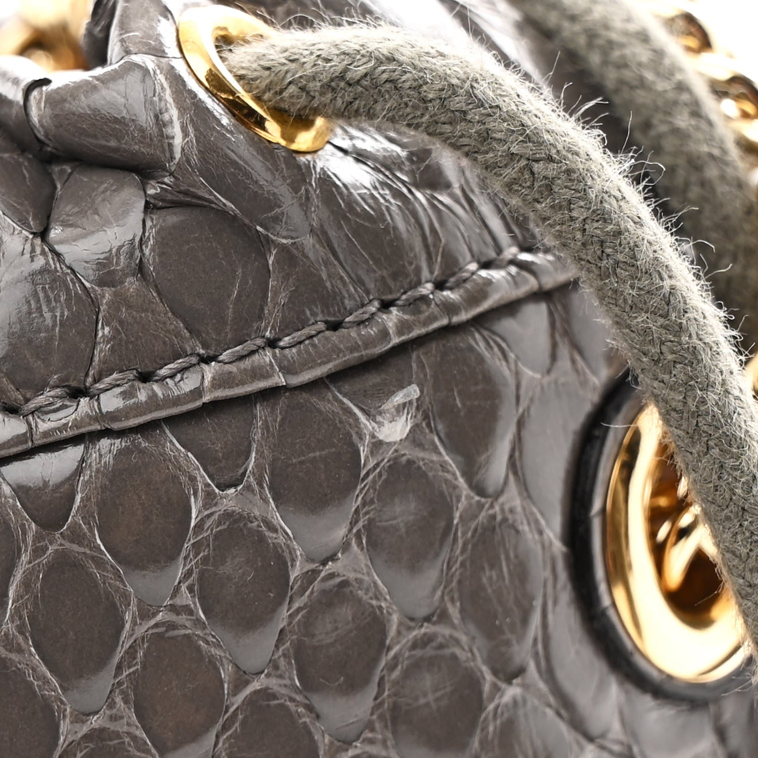 Gucci Snakeskin Mini Zumi Bucket Bag Dusty Grey