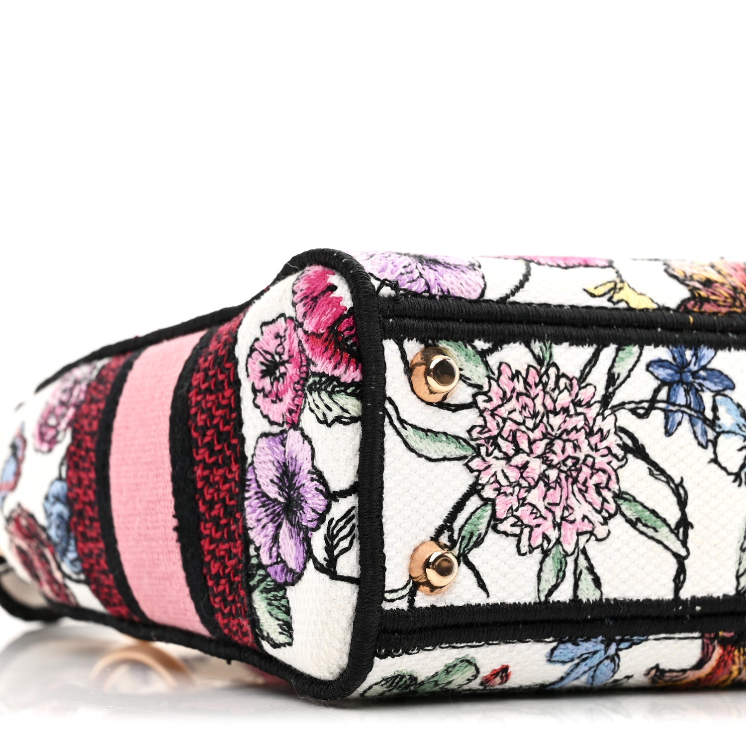 Christian Dior Canvas Florilegio Embroidered Mini Lady D-Lite White Multicolor