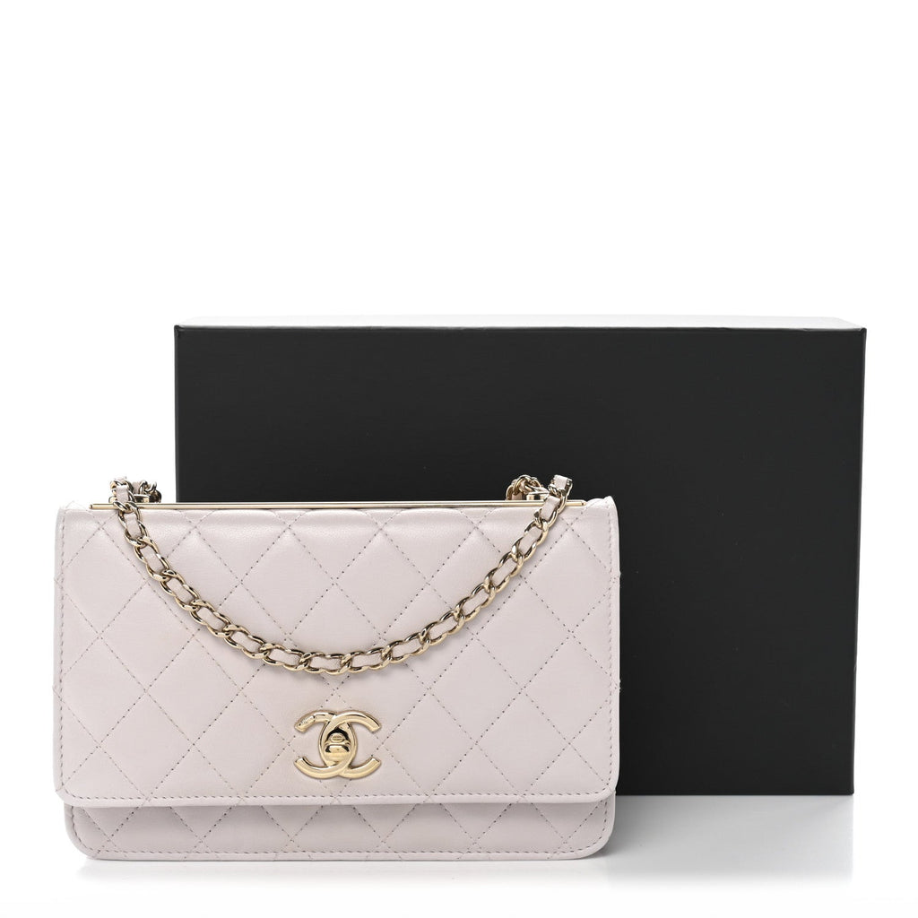 Chanel Lambskin Quilted Trendy CC Wallet On Chain WOC Lilac