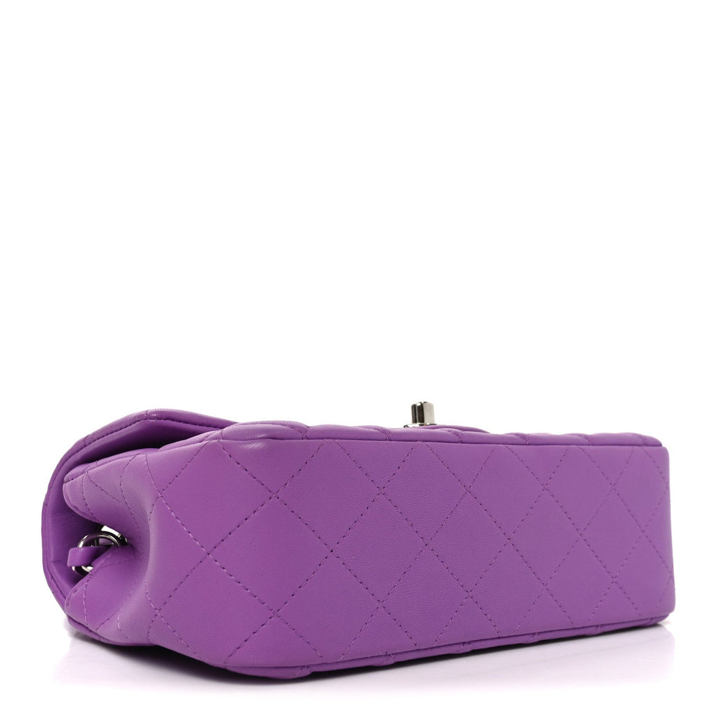 Chanel Lambskin Quilted Mini Rectangular Flap Purple