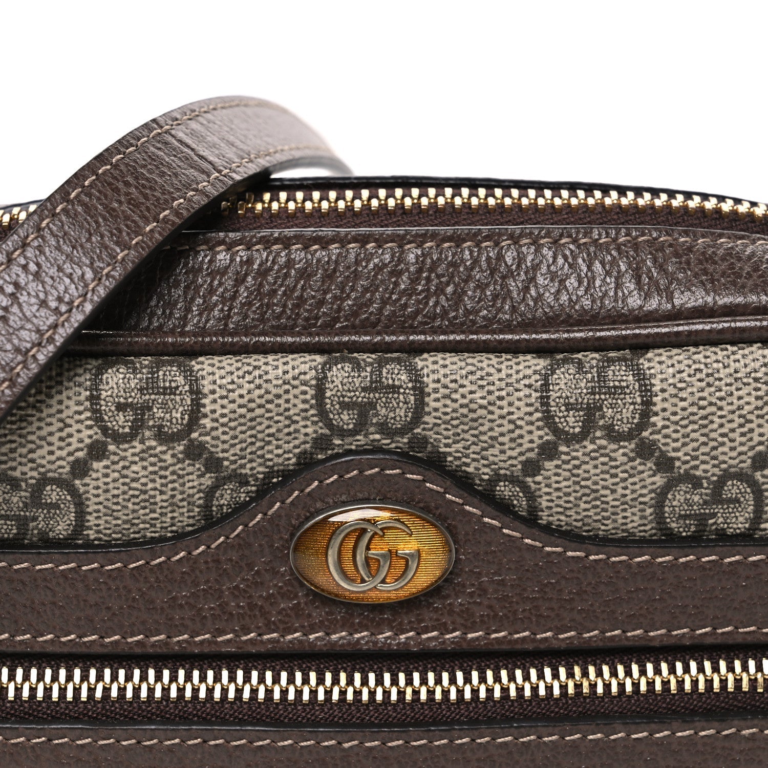 Gucci GG Supreme Monogram Web Mini Ophidia Shoulder Bag Brown