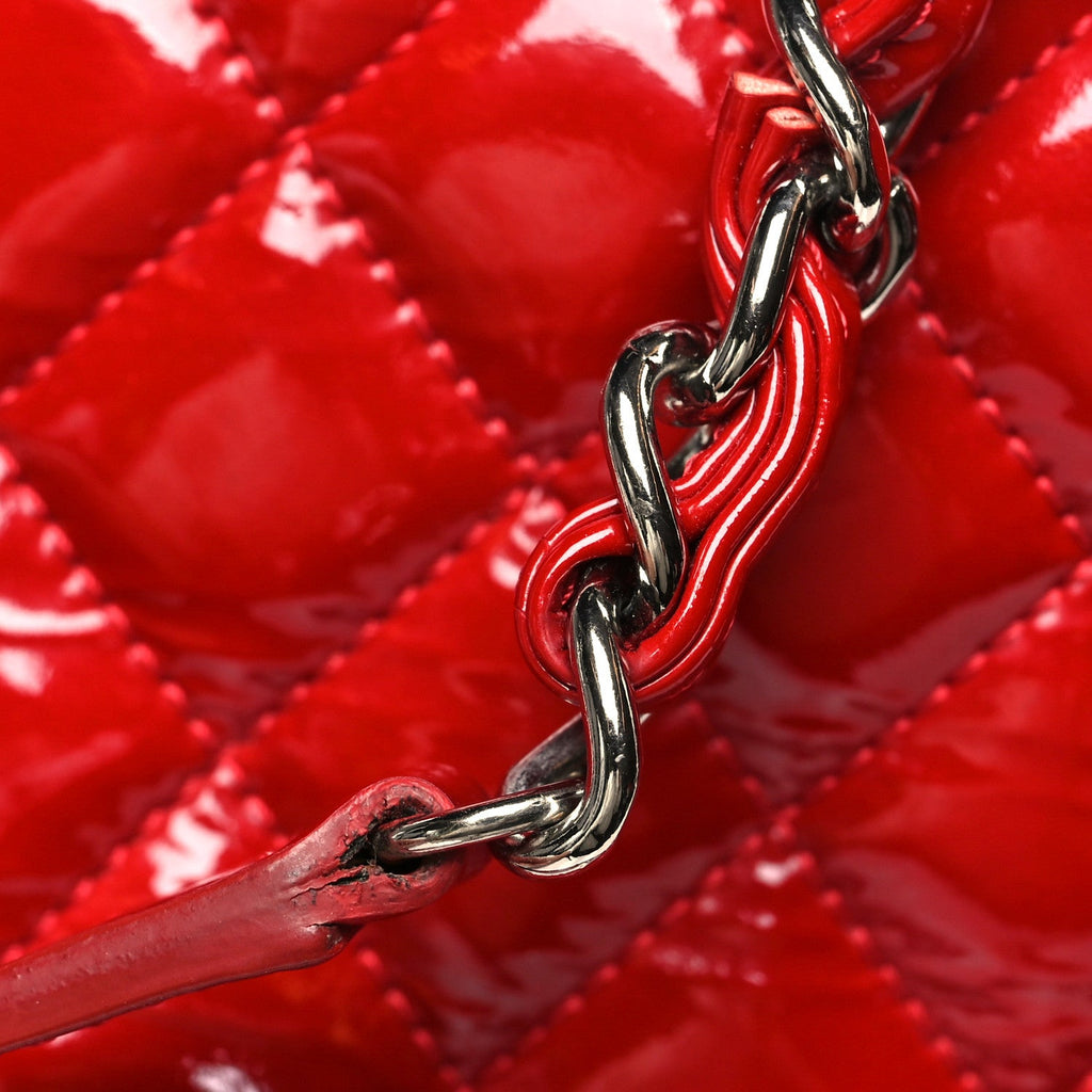 Chanel Patent Quilted Large Just Mademoiselle Bowling Bag Red