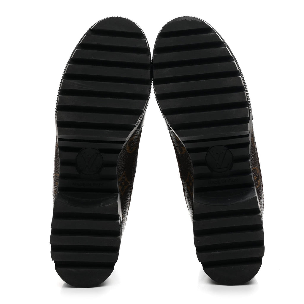 Louis Vuitton Suede Calfskin Monogram Laureate Platform Desert Boots 36 Black