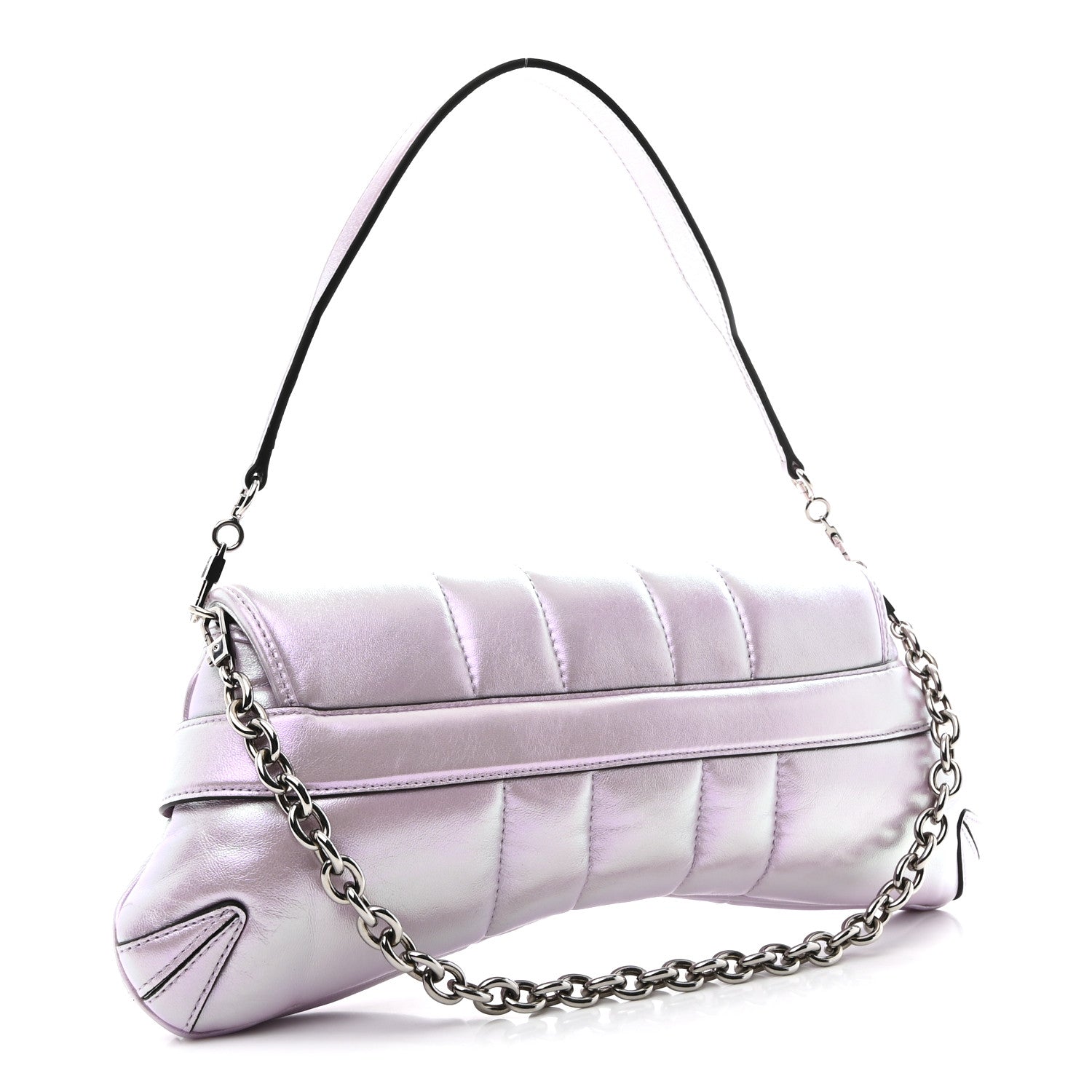 Gucci Iridescent Nappa Vertical Matelasse Medium Maxi Horsebit Chain Shoulder Bag Escape Pink