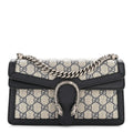 Gucci GG Supreme Monogram Textured Dollar Calfskin Small Rectangular Dionysus Shoulder Bag Beige Blue