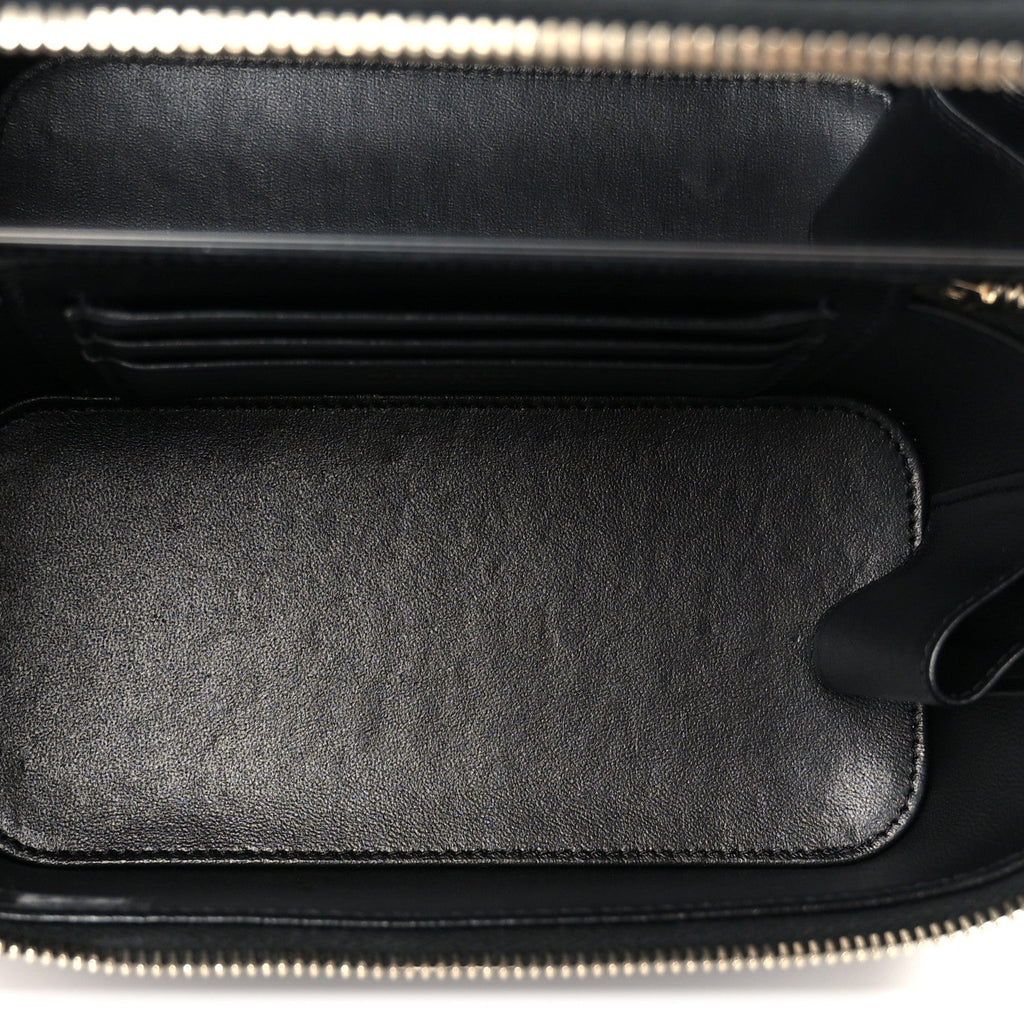 Chanel Lambskin Quilted Small Top Handle Vanity Case With Chain Black