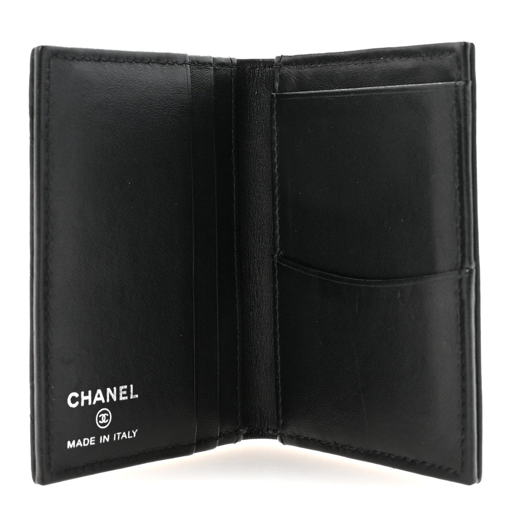 Calfskin Quilted Card Holder Wallet So Black