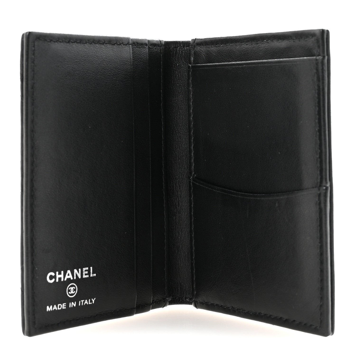 Calfskin Quilted Card Holder Wallet So Black