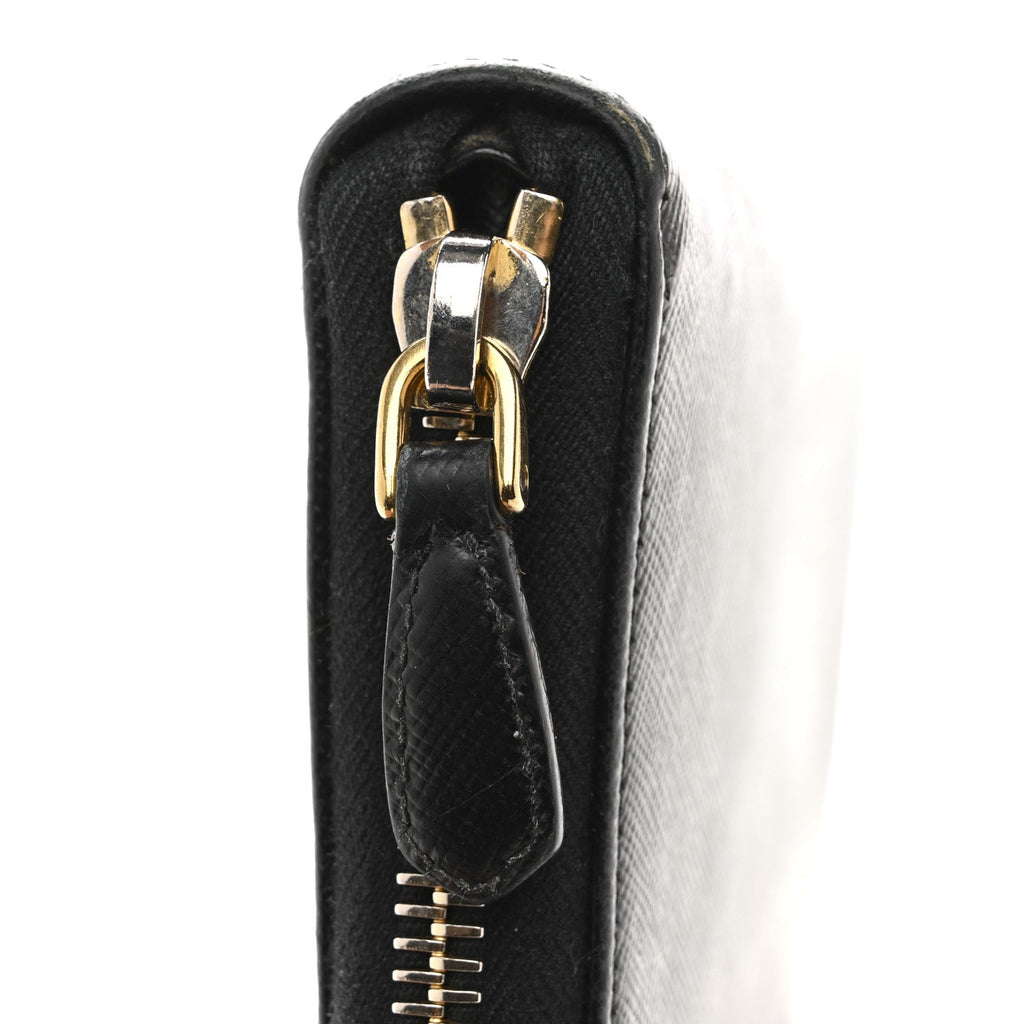 Prada Saffiano Metal Zip Around Wallet Black