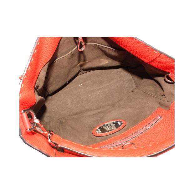 FENDI Orange Selleria Anna Bucket Bag