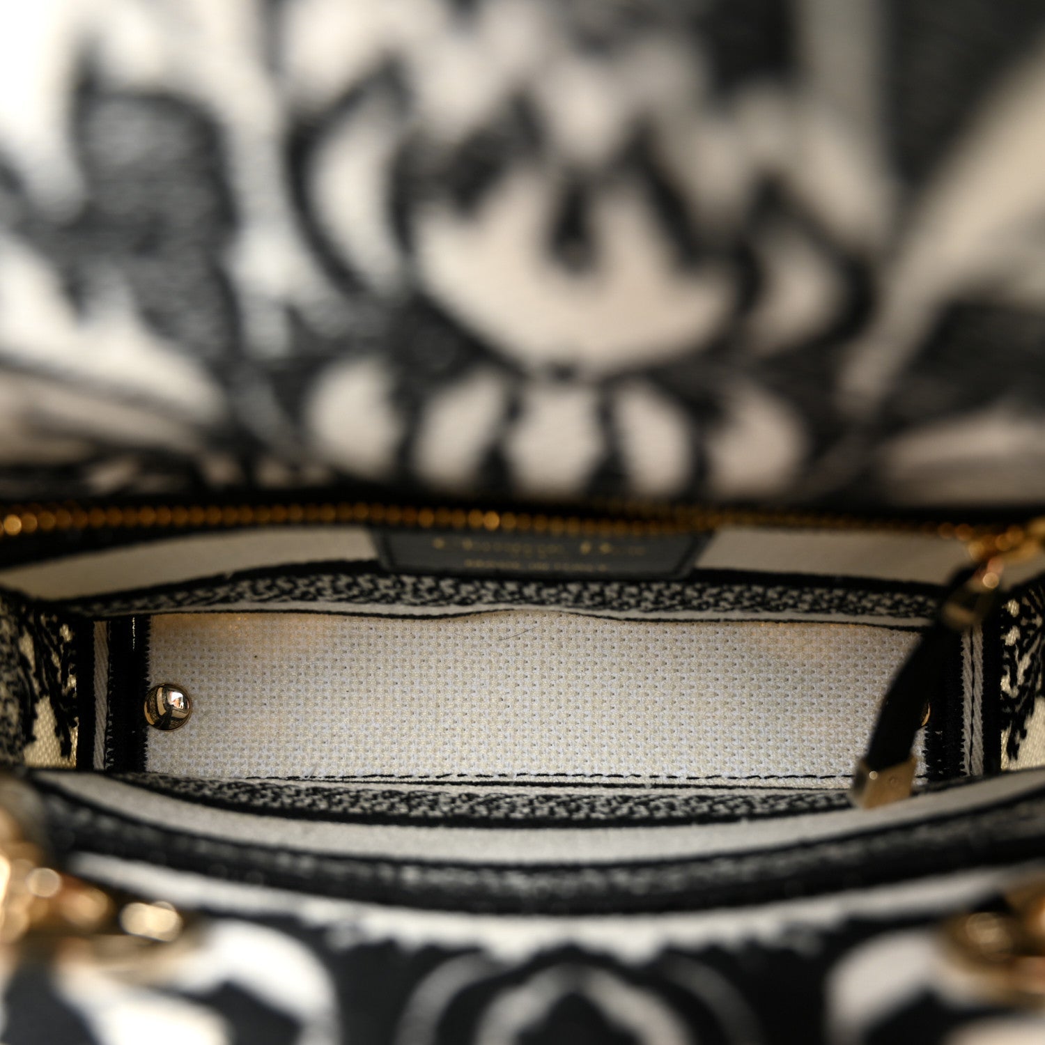 Christian Dior Canvas Petites Fleurs Embroidered Mini Lady D-Lite Black White