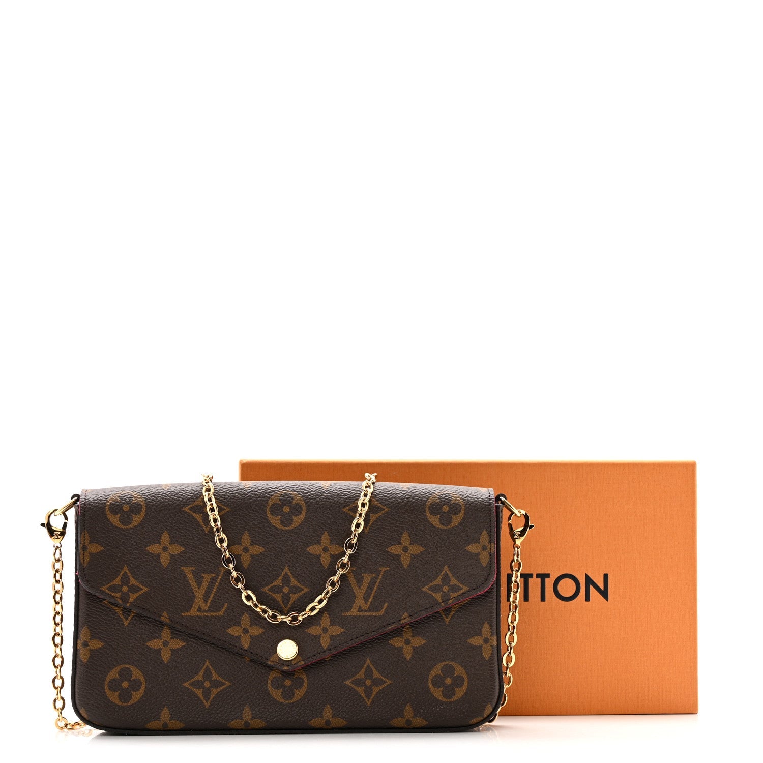 Louis Vuitton Monogram Pochette Felicie Chain Wallet Fuchsia