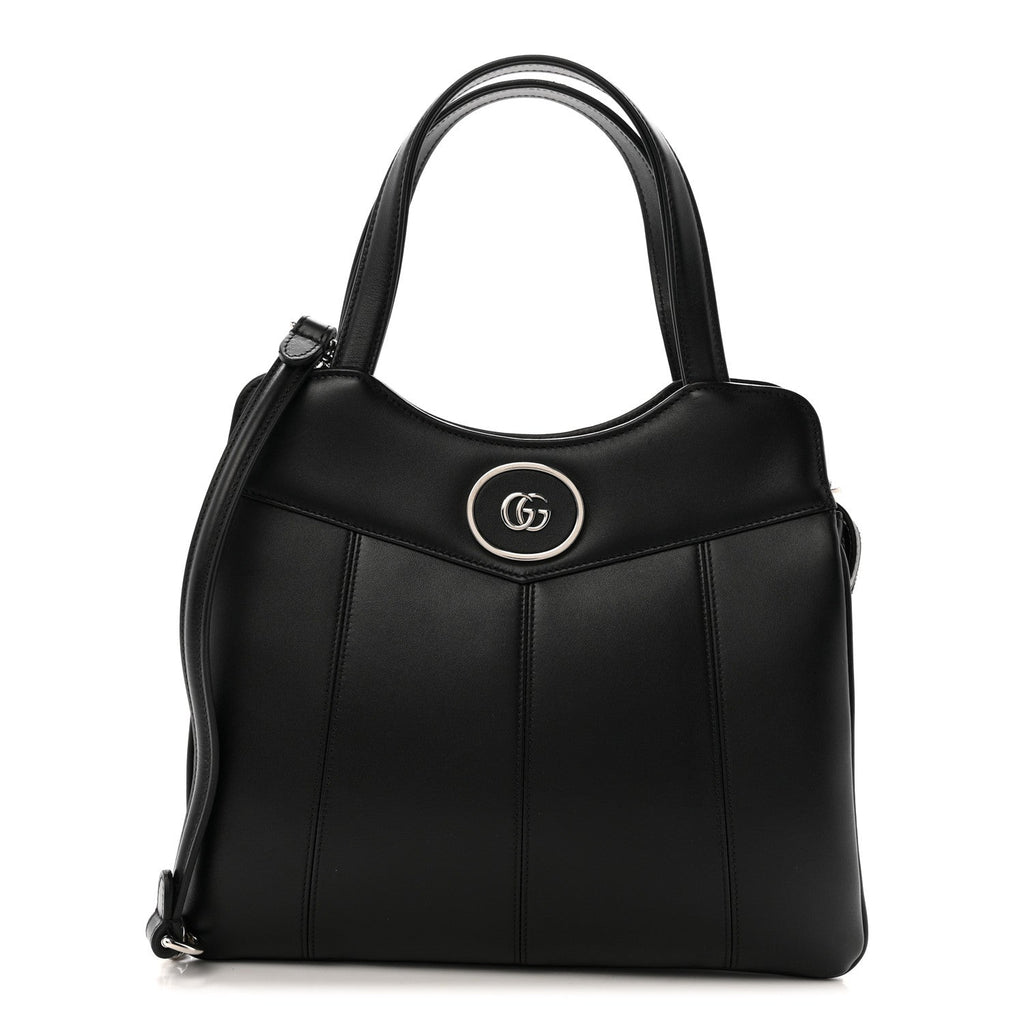 Gucci Calfskin Petite GG Small Tote Bag Black
