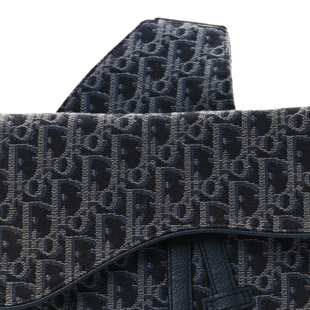 Christian Dior Oblique Mens Saddle Bag Black Blue