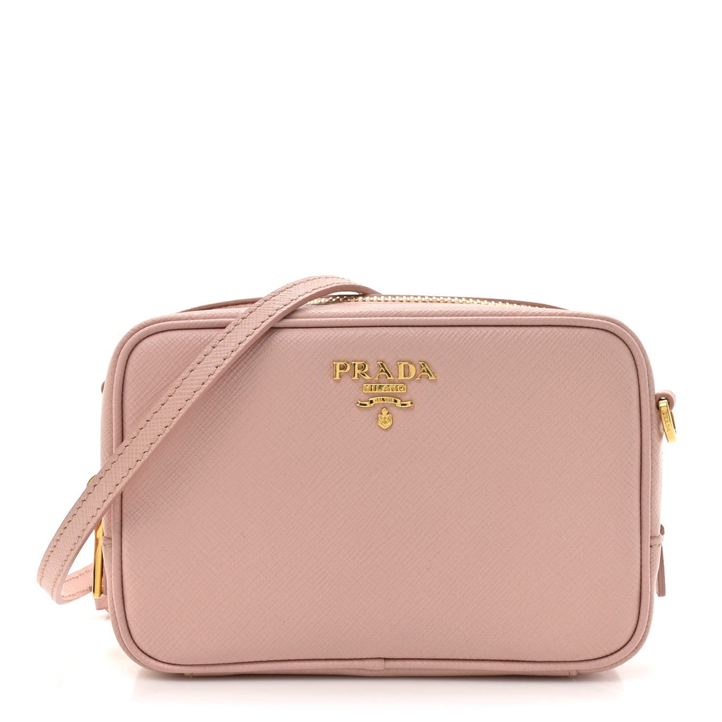 Prada Saffiano Lux Mini Camera Crossbody Bag Orchidea