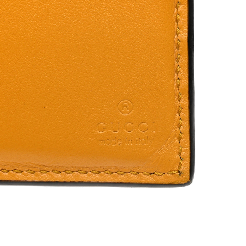 Gucci Calfskin GG Tennis Embossed Bi-Fold Wallet Yellow Tangerine