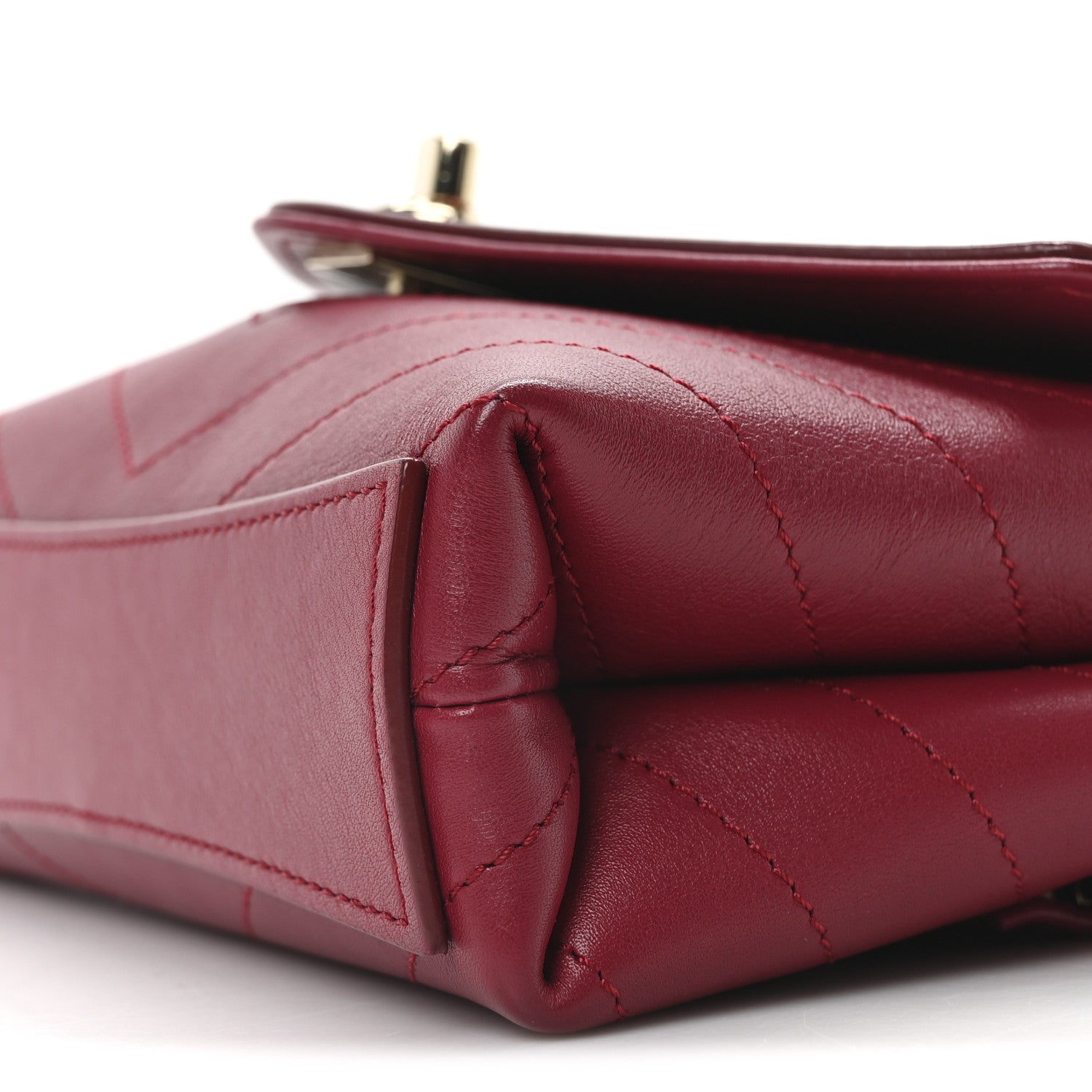 Chanel Calfskin Chevron Stitched Coco Waist Bag Red