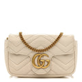 Gucci Calfskin Matelasse Super Mini GG Marmont Shoulder Bag White