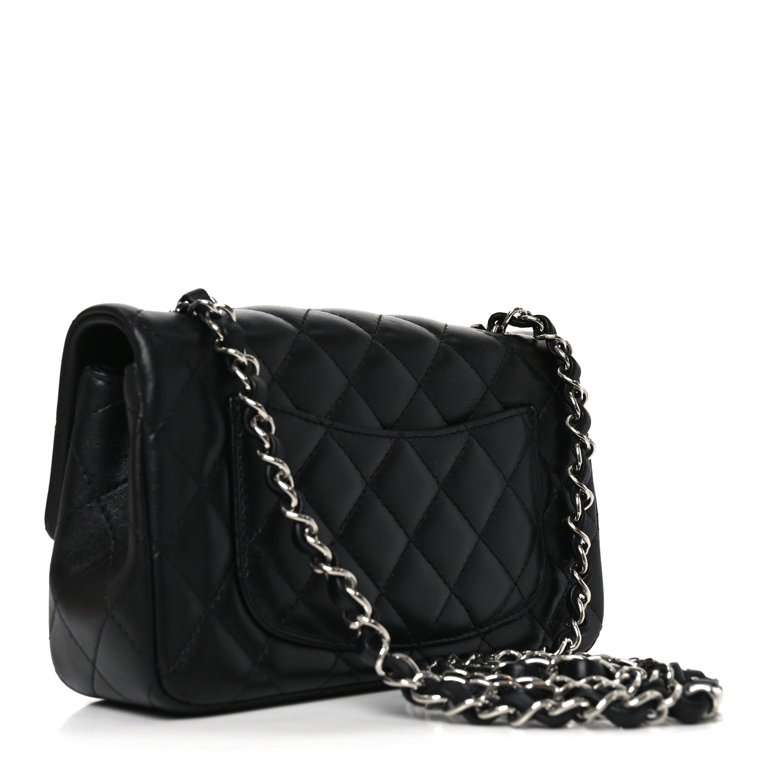 Chanel Lambskin Quilted Mini Rectangular Flap Black