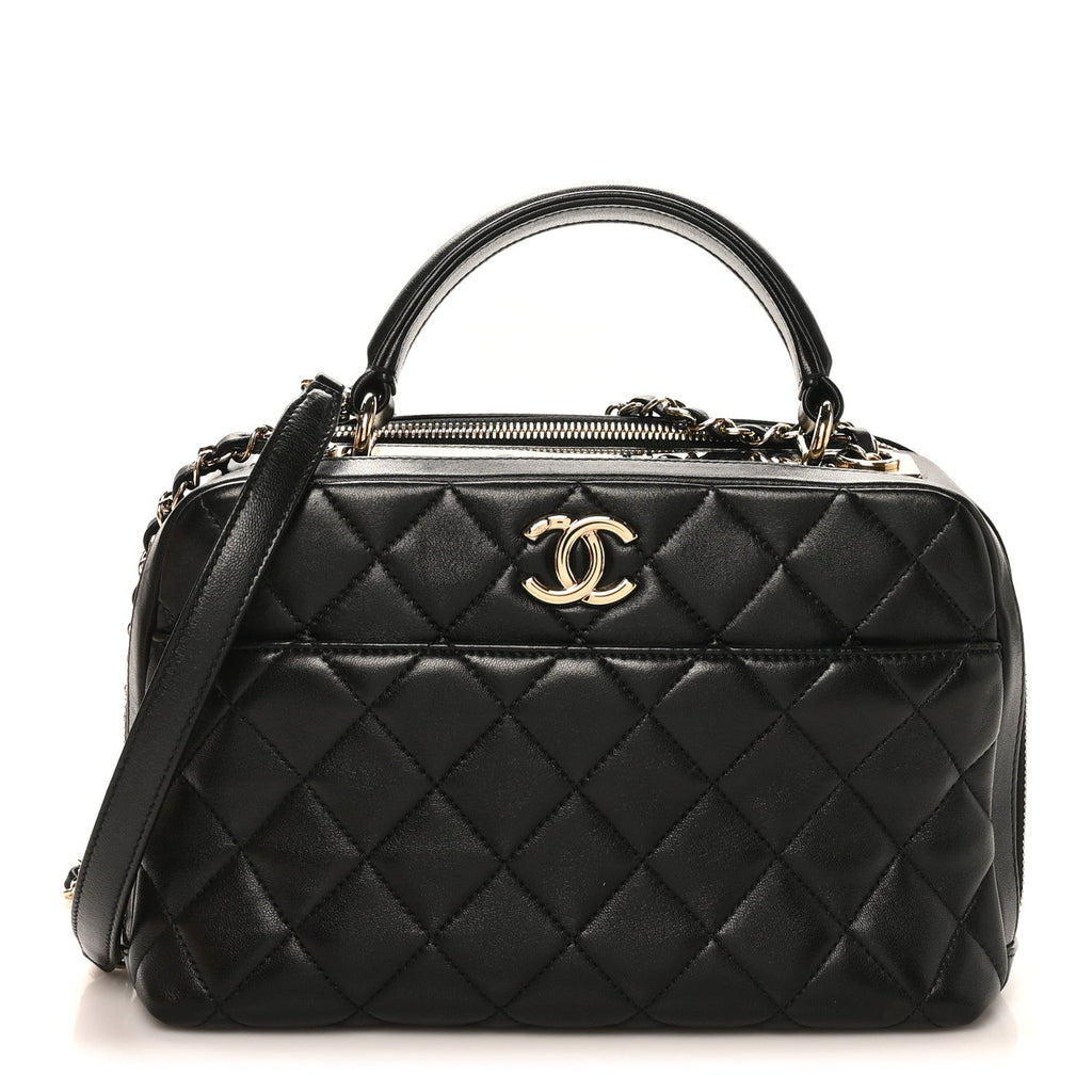 Chanel Lambskin Quilted Medium Trendy CC Bowling Bag Black