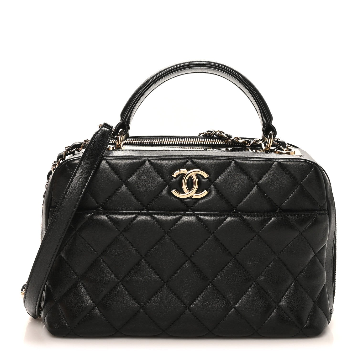 Chanel Lambskin Quilted Medium Trendy CC Bowling Bag Black
