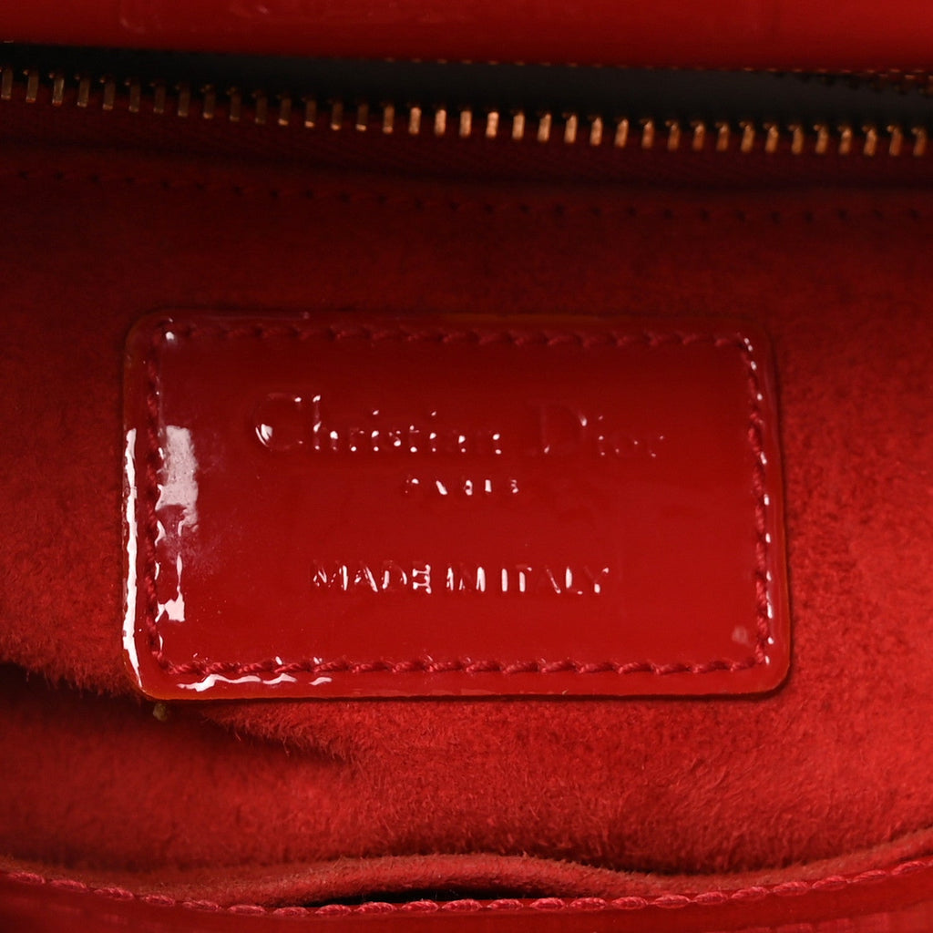 Christian Dior Patent Cannage Small Lady Dior Red