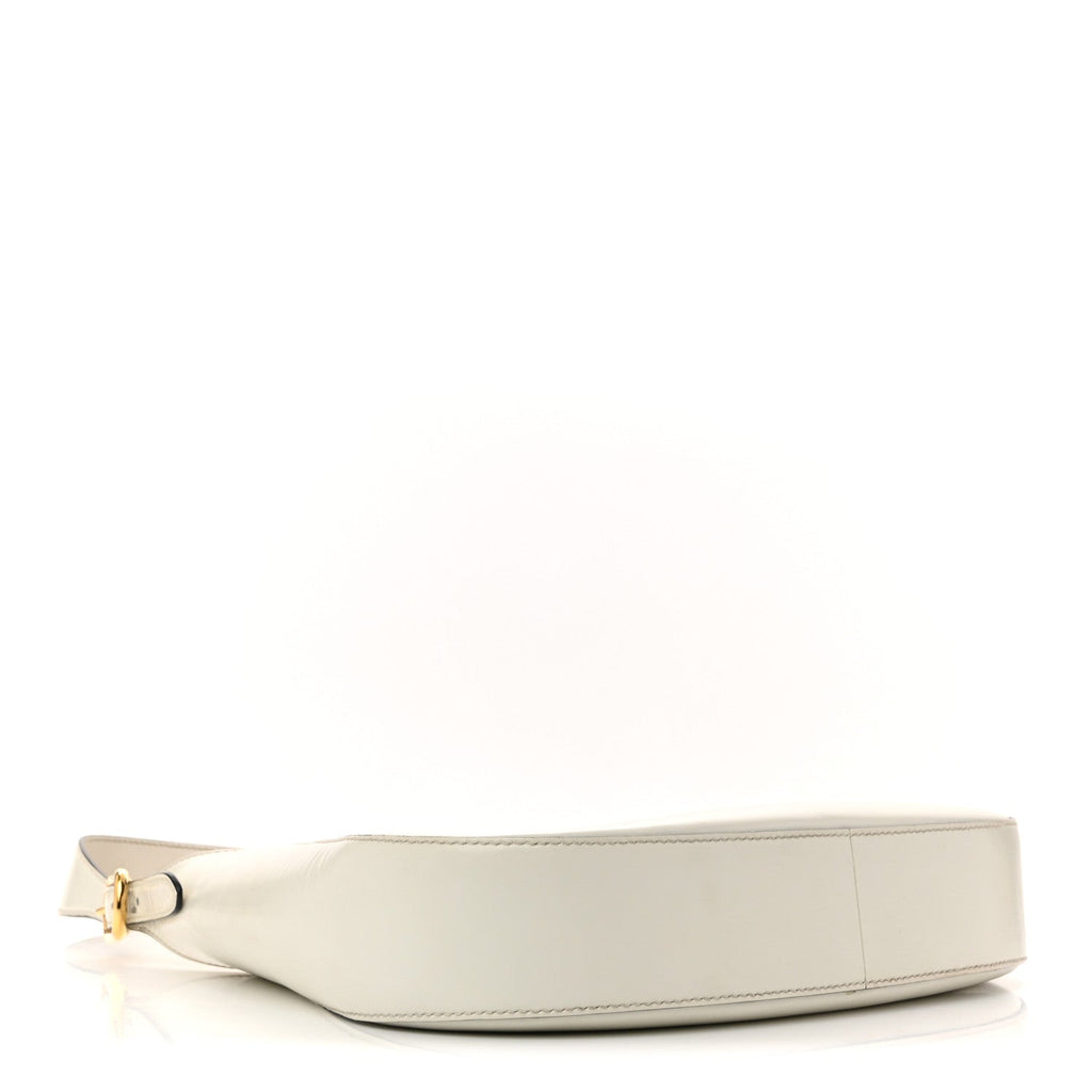 Prada Brushed Calfskin Cleo Adjustable Strap Shoulder Bag White
