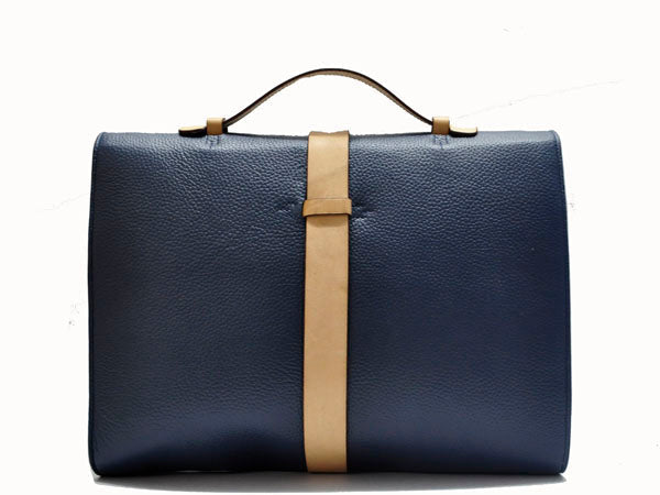Hermes Briefcases H2048 Unisex Cow Leather Blue