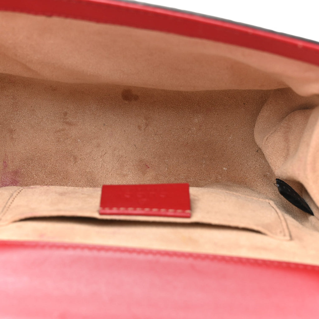 Gucci Guccissima Small Padlock Shoulder Bag Hibiscus Red