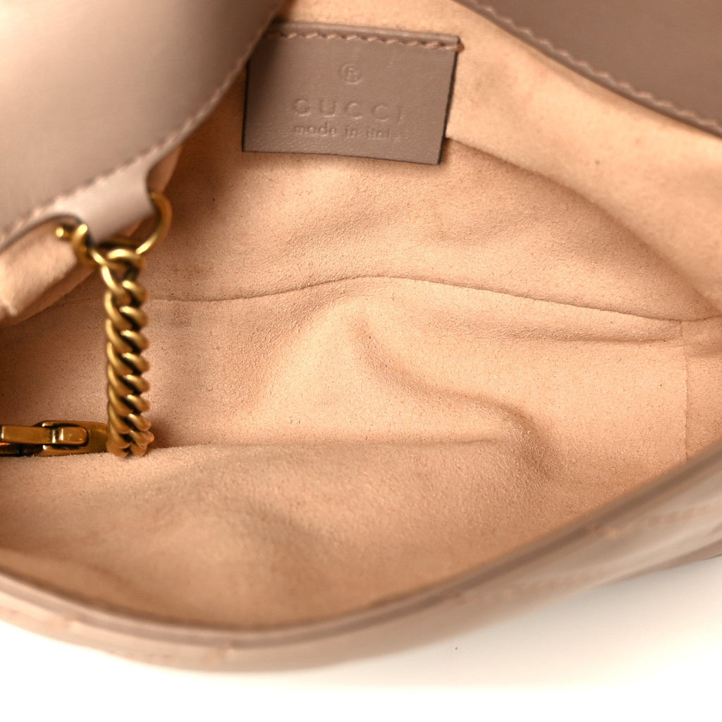 Gucci Calfskin Matelasse Super Mini GG Marmont Shoulder Bag Porcelain Rose