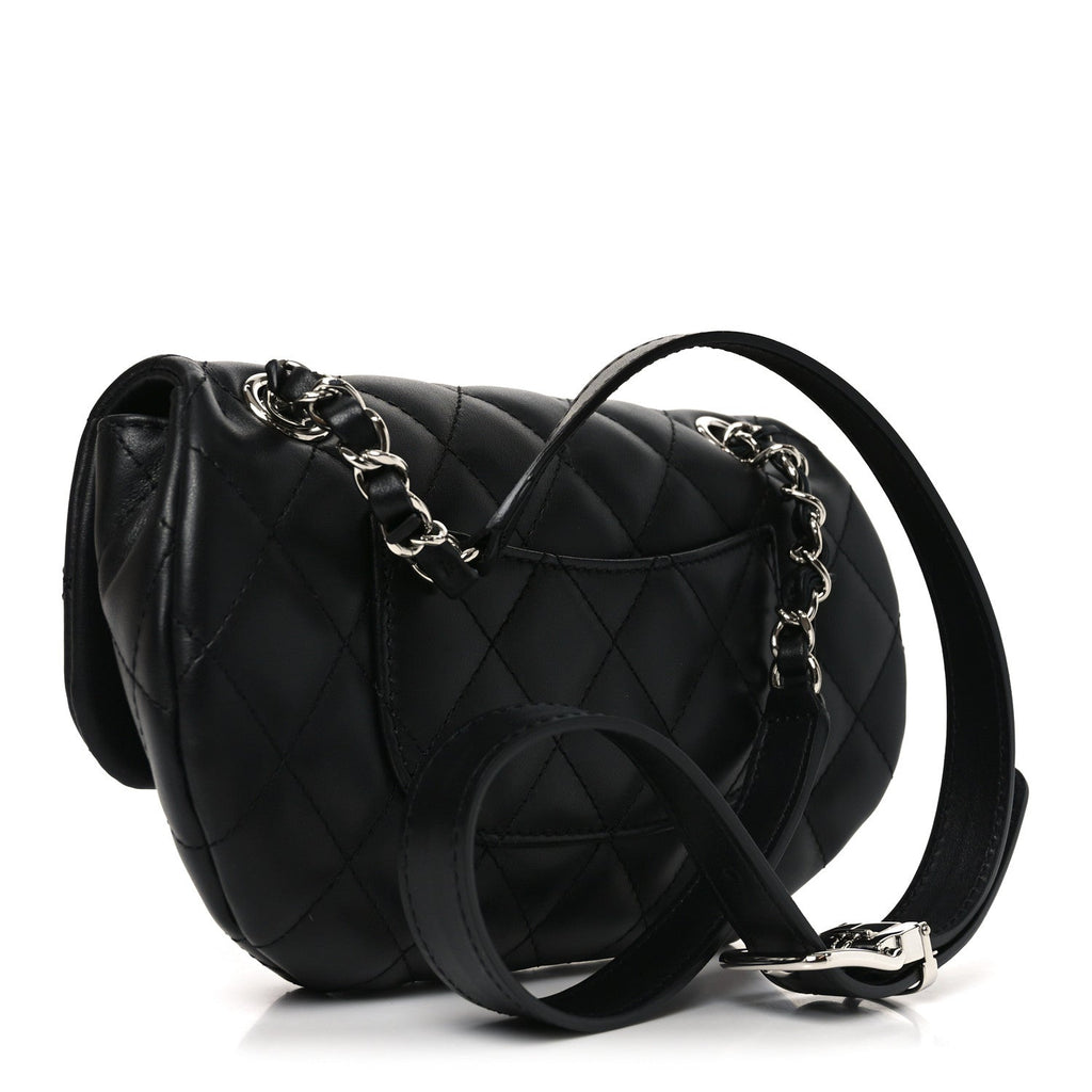 Chanel Calfskin Quilted CC Uniform Flap Belt Bag Black