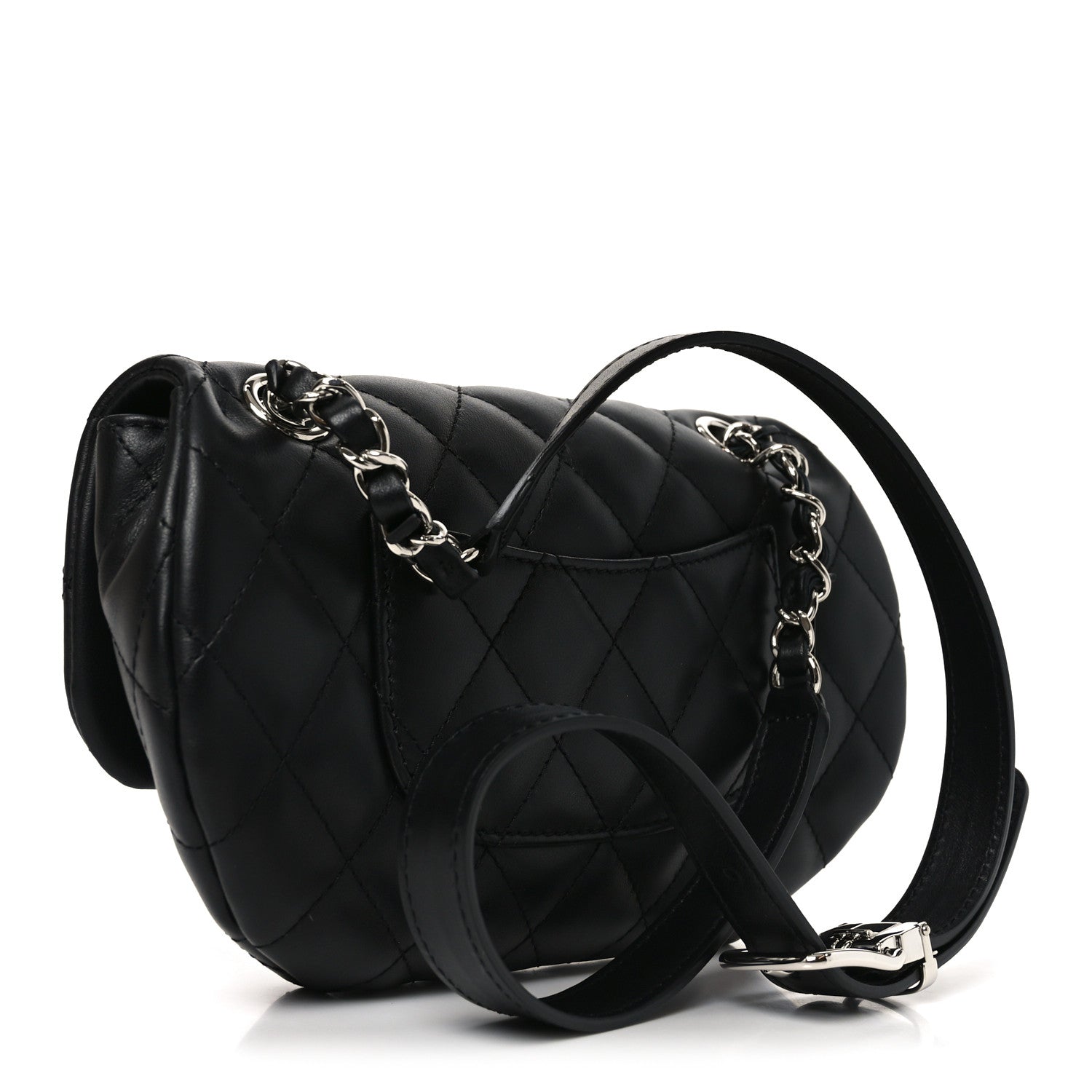 Chanel Calfskin Quilted CC Uniform Flap Belt Bag Black