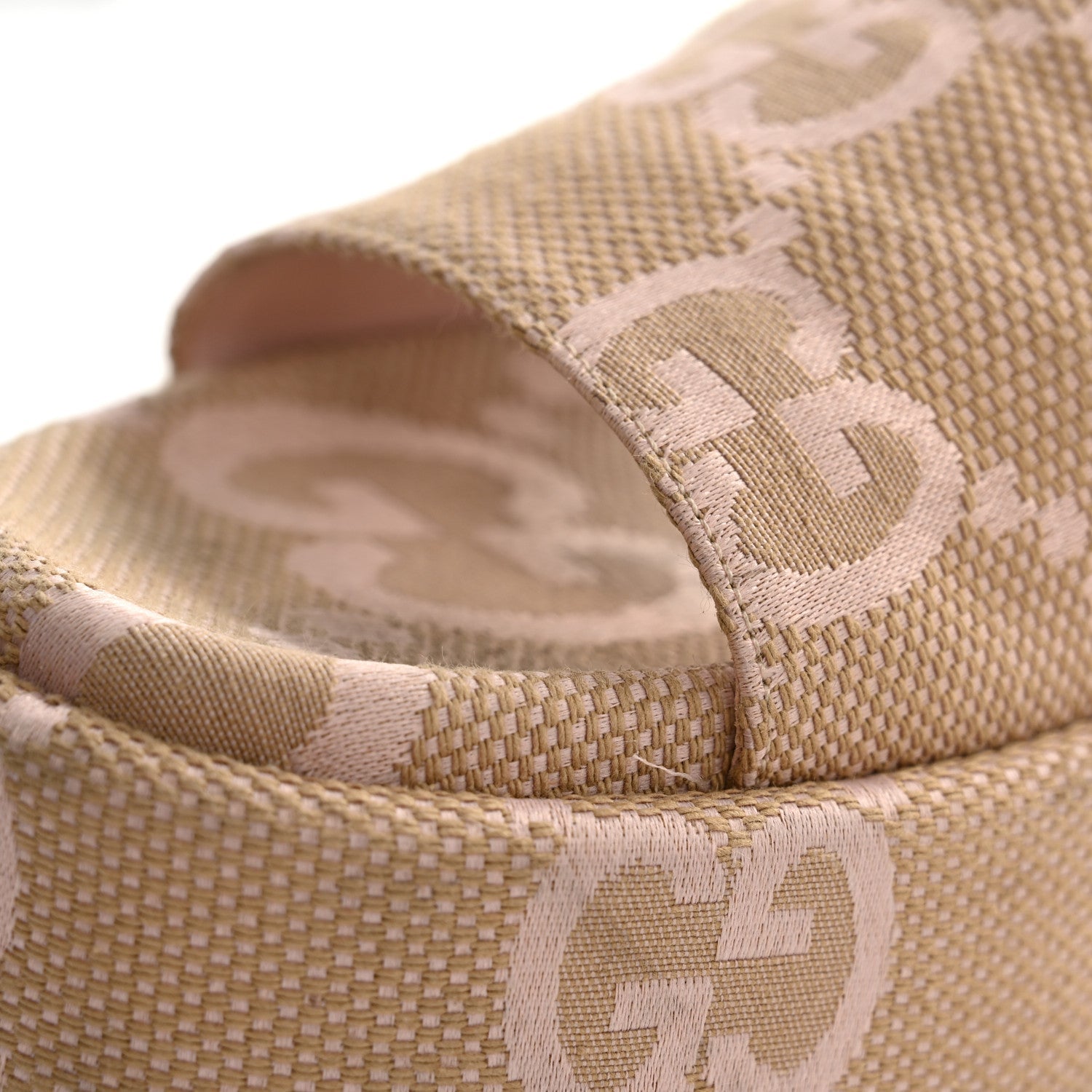 Gucci Monogram Jumbo GG Angelina Platform 55mm Slide Sandals 39.5 Beige Perfect Pink